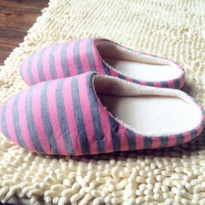 

Women Retail Drop Shipping Striped Indoor Slippers Unisex Women House Shoes Non-Slip Warm Cotton Slippers Floor Slippers