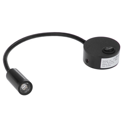 

LED Bedside Lamp Reading Wall Lamps Soft Tube Adjustable 1W Background Mirror Light Black With Switch