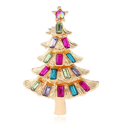 

Retro Crystal Christmas Tree Exquisite Women Lady Gift Beautiful Brooch Ornament