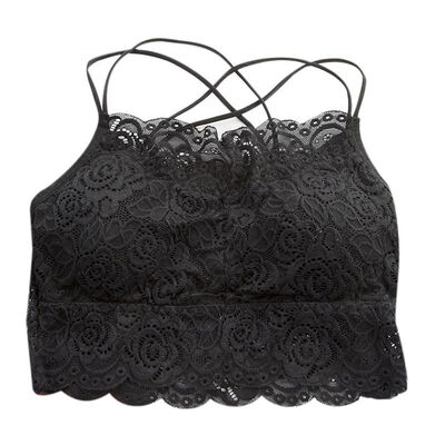 

Lace Sexy Spaghetti Straps Bras Women Racerback Solid Crop Top Seamless Underwear Removable Padded Bralette