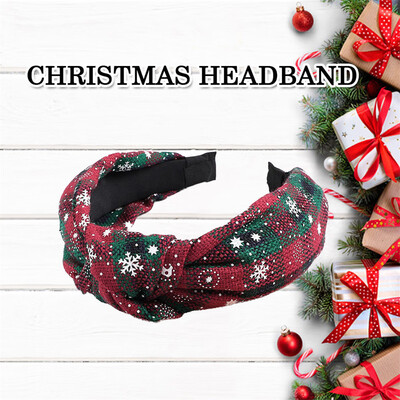 

Gobestart Pure Cotton Fabric Hairring Christmas Snowflake Stripe Tie Ball Hair Hoop