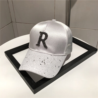

Baseball cap womens spring&summer Korean version of the tide cap letter with drill stage hip-hop casual black shade hat