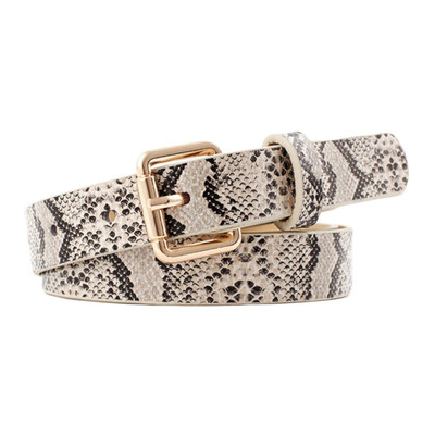 

Fashion Spring Winter Belt For Women New Retro Wild Long Section Buckle Porous Snake Print Thin Belts Women