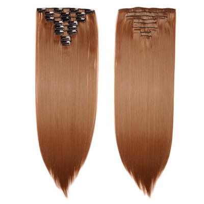

Full Head Clip Synthetic in Hair Extensions 8 Piece 18 Clips Hairpiece Long Wave Curly Straight for Women