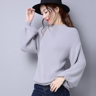 

2018 autumn&winter new womens round neck thickening sweater fashion Korean version of solid color jumper women