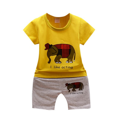 

Summer Casual Boy Clothes Set Children Elephant Pattern T-Shirt Pant Kids Toddler Clothes Outfit Set