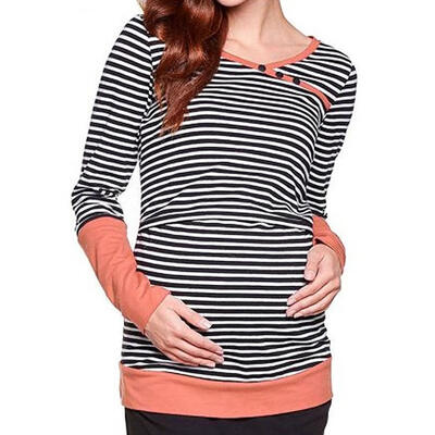 

Women Maternity Pregnant Clothes T-shirt Casual Stripe Breastfeeding Tops
