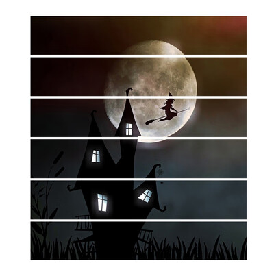 

6pcsset Gloomy house witch Pumpkin Stair Sticker Removable Stair Sticker Self-adhesive Waterproof Wall Sticker Festive Decor