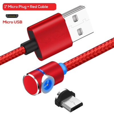 

90 Degree 3 in 1 Led Cable Magnetic Charging Cable for iPhone X 8 7 6 Plus L Nylon Micro USB Cable USB Type-C USB C Cable