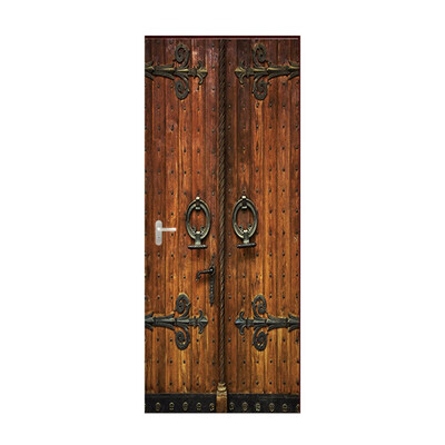 

3D Door Wall Mural Wallpaper Stickers Retro Door Self-Adhesive Vinyl Removable Art Door Decals DIY Mural Bedroom Home Decor