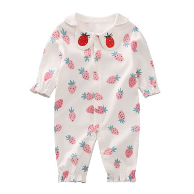 

Spring Autumn Casual Fashion Jumpsuits Baby Long Sleeve Strawberry Printing Rompers Kids Bodysuits