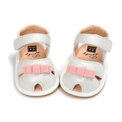 

New Baby Girls Bow Crib Shoes Princess Shoes Summer Newborn Infant Toddler Outdoor Soft Rubber Sandals
