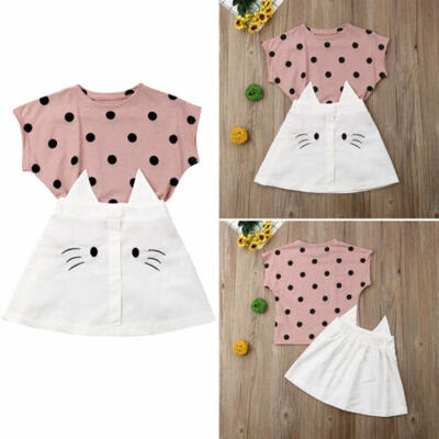 

AU Adorable Toddler Kids Baby Girls Cat T-shirt TuTu Dress Skirt Outfits Clothes