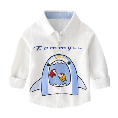 

Autumn Toddler Boy Shirts Baby Boys Long Sleeve Cartoon Shark Print T-Shirts Kids Tops Casual Tees Shirts for boys