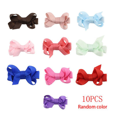 

10PCSSet Random Color Children Bowknot Girls Hairpins Hair Clips Colorful Barrettes Kids Bow Knot Headwear