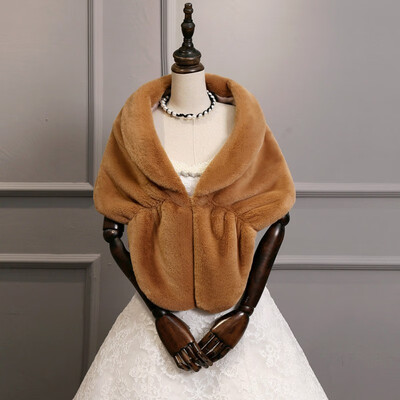 

Faux Fur Collar Cape Shawl Winter Women Solid Long Hair Imitated Fur Scarves Autumn Fashion Irregular Large Shawl