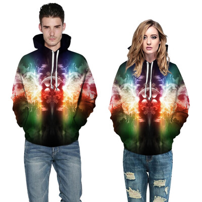 

Toponeto Men Women Mode 3D Print Long Sleeve Couples Hoodies Top Blouse Shirts