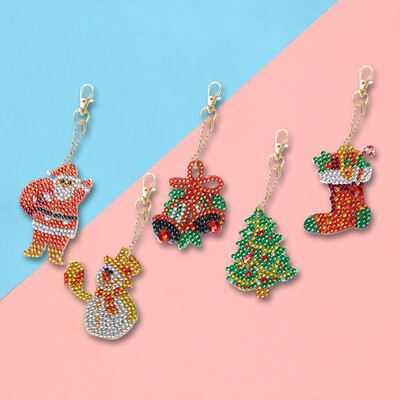 

Tailored Christmas DIY Point Diamond Keychain 5D Rhinestone Ornament Pendant 5PC