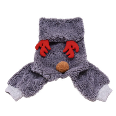 

Autumn&Winter Fallow Deer Hooded Soft Fleece Dog Clothes Pet Dog Velvet Deer Christmas Puppy Coat Four Legs Xmas Clothes