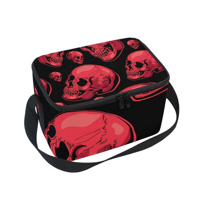 

ALAZA Lunch Box Insulated Skull Red Lunch Bag Large Cooler Tote Bag for Men Women