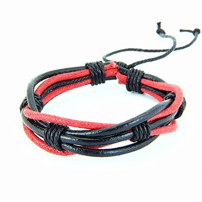 

2019 New Korean Punk Men Women Fashion Handmade Genuine Braided Wrap Rope Friendship Leather Bracelet Gifts
