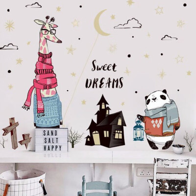 

Cartoon Animal Pattern Wall Stickers Self-Adhesive Removable Peel&Stick Wallpaper Decal Applique Background Decoration