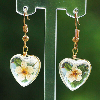 

Cute Dangle Hooks Natural Real Flower Pressed Flower Tear Drop Earrings