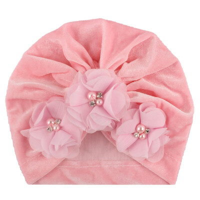

New Autumn Soft Cute Newborn Baby Pearl Design Girls Caps Infant Casual Hat Turban Elastic Cap