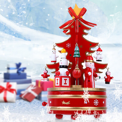 

〖Follure〗Merry-go-round Music Boxes Decoration Gifts Wooden Christmas Tree Xmas Toy Gift