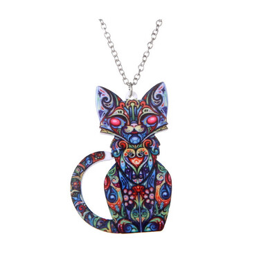 

NecklaceAcrylic Animal Necklace Pet Cat Giraffe Pig Horse Dog Camel Necklace Women Bohemia Pendant Ethnic Long Necklaces Jewelry