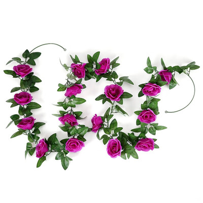 

23m 16heads Artificial Rose Flowers Vines Fake Silk Flower Garlands Hanging Rose for Wedding Party Home Garden Decorations