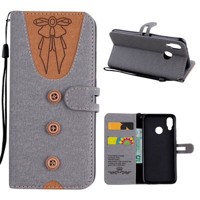 

MOONCASE Huawei P20 Lite stitching embossed womens leather case - gray