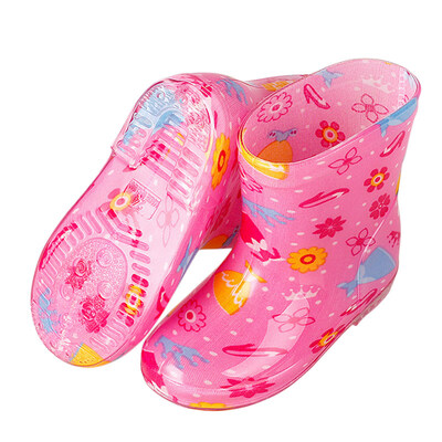 

Cartoon Children Rain Boots Animal Fashion Princess Kids Plus Velvet Warm Rubber Antiskid Student Water Shoes 2-5Y