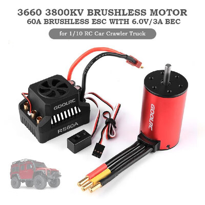 

GoolRC 3660 3800KV Brushless Motor&60A Brushless Splash-Proof Electronic Speed Controller ESC with 60V3A BEC for 110 RC Car