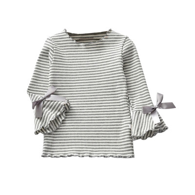 

Autumn Baby Girl Long Flare Sleeve T-Shirts Kids Striped Printed Tops Tees Casual Blouse