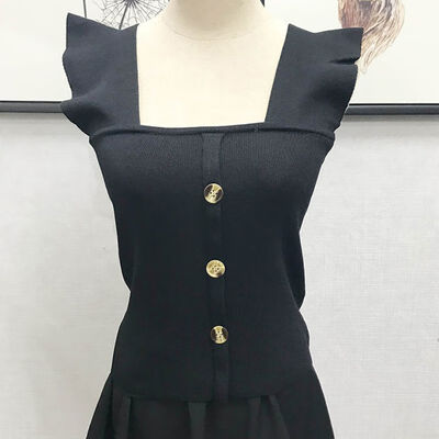 

Women Summer Vest Solid Sleeveless Button Knitted Tank Top Slim