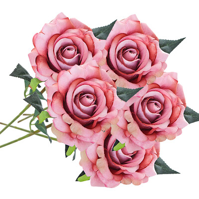 

Siaonvr 5 Pcs Artificial Silk Fake Flowers Rose Flower Wedding Bouquet Home Decor A