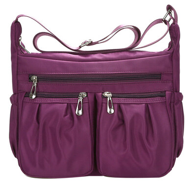 

Women Solid Color Multi Pockets Waterproof Oxford Cloth Crossbody Shoulder Bag