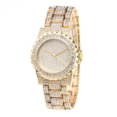 

Crystal Starry Quartz Women Watch Fashionable Casual Alloy Skeleton Watch Wristwatch for Lady