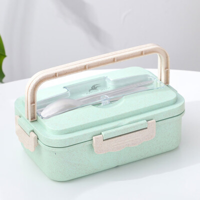 

Wheat Straw 3 Grid Bento Box Food Storage Container Children Kids School Office Portable Lunch Box