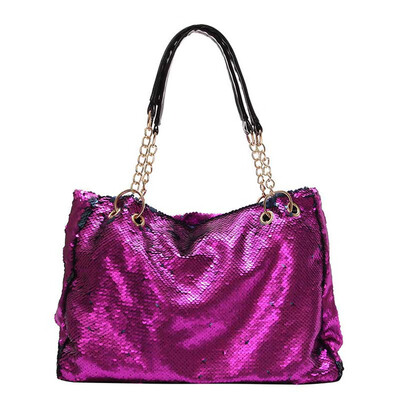 

angjialian Personality lady shoulder bag large capacity backpack sequins wild bag