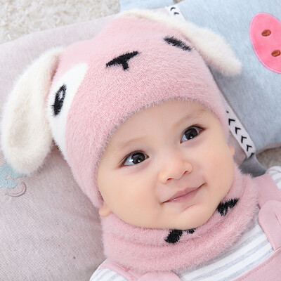 

2pcs Winter Warm Infant Hats Set Unisex Child Beanies Cap Set Baby Kids Ear Hat Scarf For Boys Girls Toddler Hats