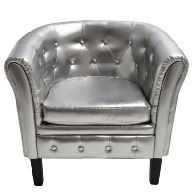 

Artificial Leather Armchairs Tub Chair Silver