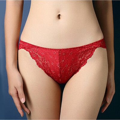 

Women Fashion Solid Color Sexy Panties Low-rise See-through Lace Thong Underwear