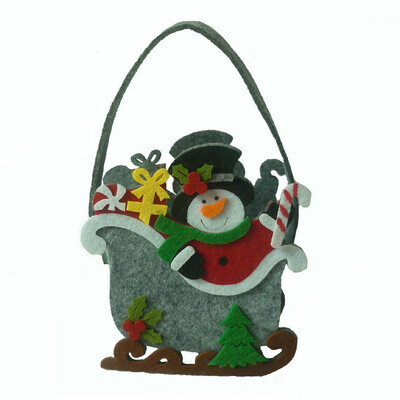 

Siaonvr Christmas Sled Shape Portable Candy Bag Cartoon Deer Pattern Gift Bag Snowman