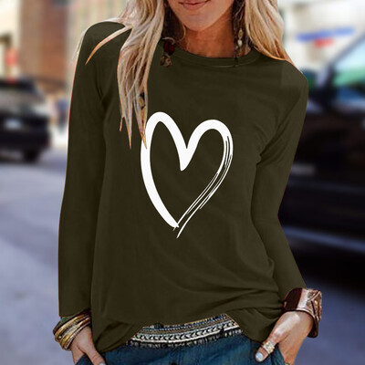

Tailored Womens Casual Print Shirts O-Neck Long Sleeve Top Loose T-Shirt Blouse