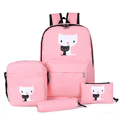 

Tailored 4Pcs Women Students Nylon School BackpackCrossbody BagClutch BagPen Bag