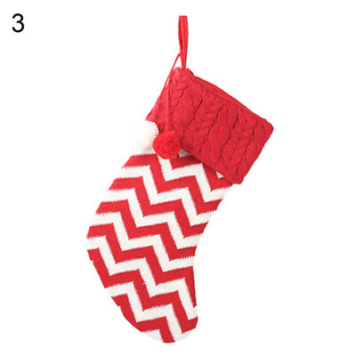 

1Pc Christmas Stocking Elk Snowflake Print Sock Candy Gift Bag Hanging Decor