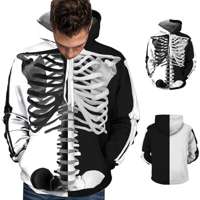 

Tailored Women Men Couples Skull Print Long Sleeve Hoodie Sweatshirt Pullover Tops
