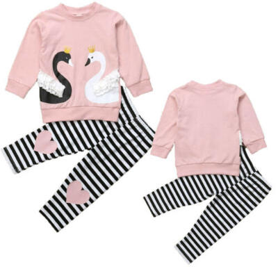 

USA Kids Baby Girls Long Sleeve Tops T-shirtPants Leggings Outfit Clothes Sets